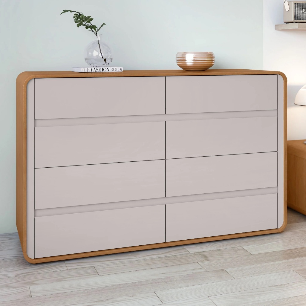 Cômoda 8 Gavetas 152x48x96cm Loop Amêndoa Clean/Off White Cômoda 8 Gavetas 152x48x96cm Loop Amêndoa Clean/Off White - Oferta na Shopee
