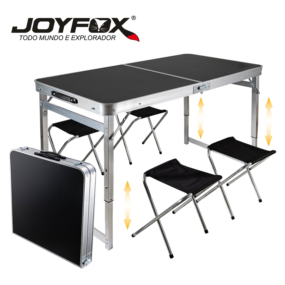 120x60x70CM Mesa Dobrável Com 4 Cadeiras de Alumínio Portátil Vira Maleta Camping Praia JOYFOX - Oferta na Shopee