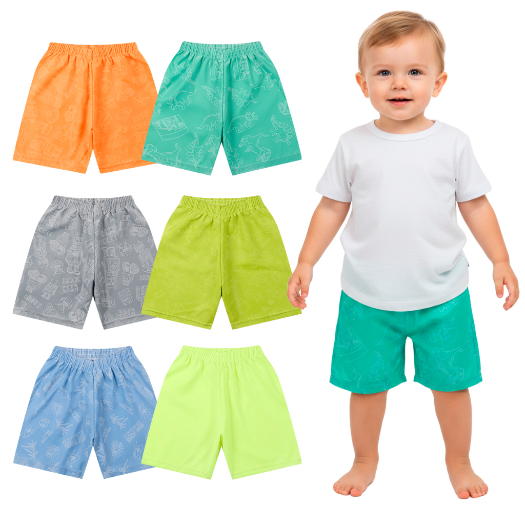 Kit 4 Shorts de Bebê Menino Revela A Estampa Quando Molhadas Ou 2 Bermudas Infantil Masculino De Verão Piscina E Praia - Oferta na Shopee