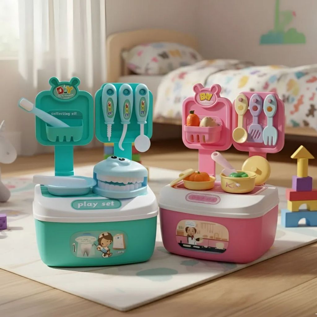Cesta Maleta de Brinquedo Acessório Dentista Kit Cozinha Panelas Cozinheiro Médico Presente Criança Cesta Maleta de Brinquedo Acessório Dentista Kit Cozinha Panelas Cozinheiro Médico Presente Criança - Oferta na Shopee