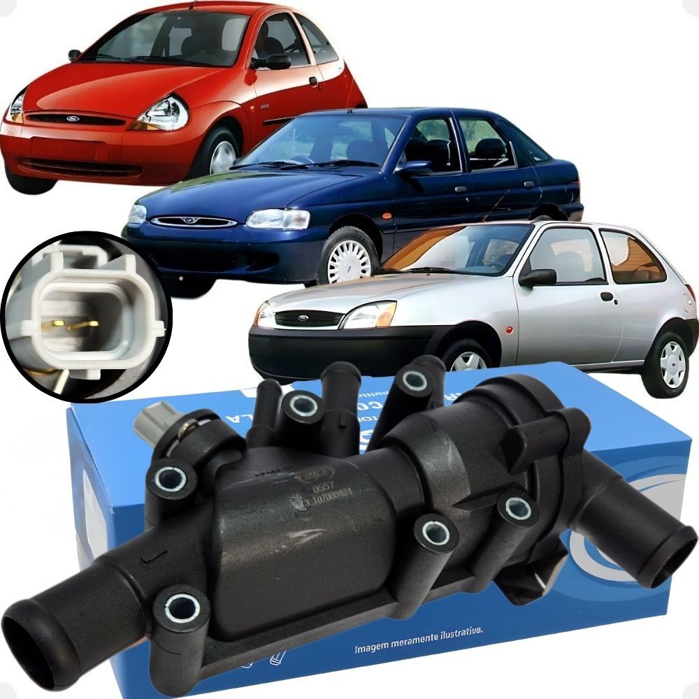Carcaça de Válvula Termostática Courier 1.6 Escort 1.8 Fiesta 1.0 1.6 Ka 1.0 1.6 1999 2000 2001 2002 - Oferta na Shopee