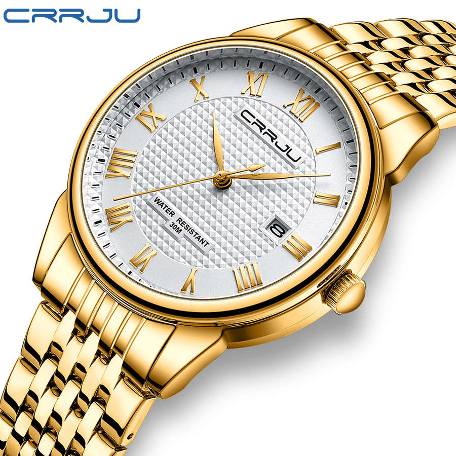 CRRJU Relógio Masculino original Nova Moda Negócios Casual Com Calendário Quartzo De Aço Inoxidável À Prova D'água 5010 - Oferta na Shopee