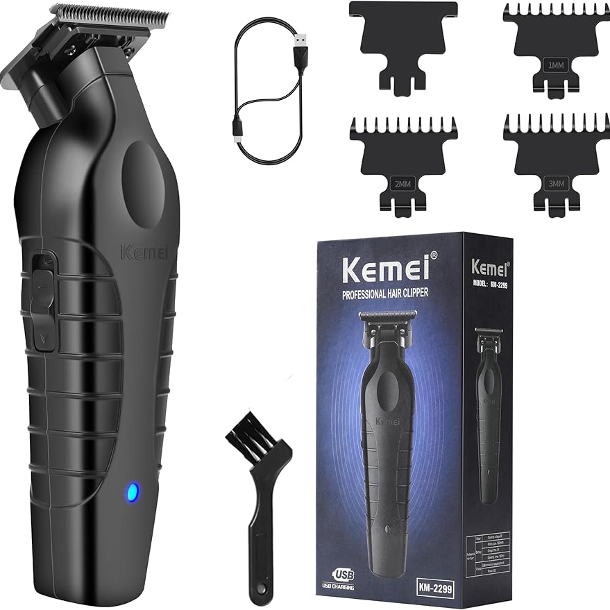 Aparador De Cabelo Sem Fio Kemei 2299 Barber Cordless 0mm Zero Gapped Clipper Detalhe Da Máquina De Corte De Acabamento Elétrico Profissional - Oferta na Shopee