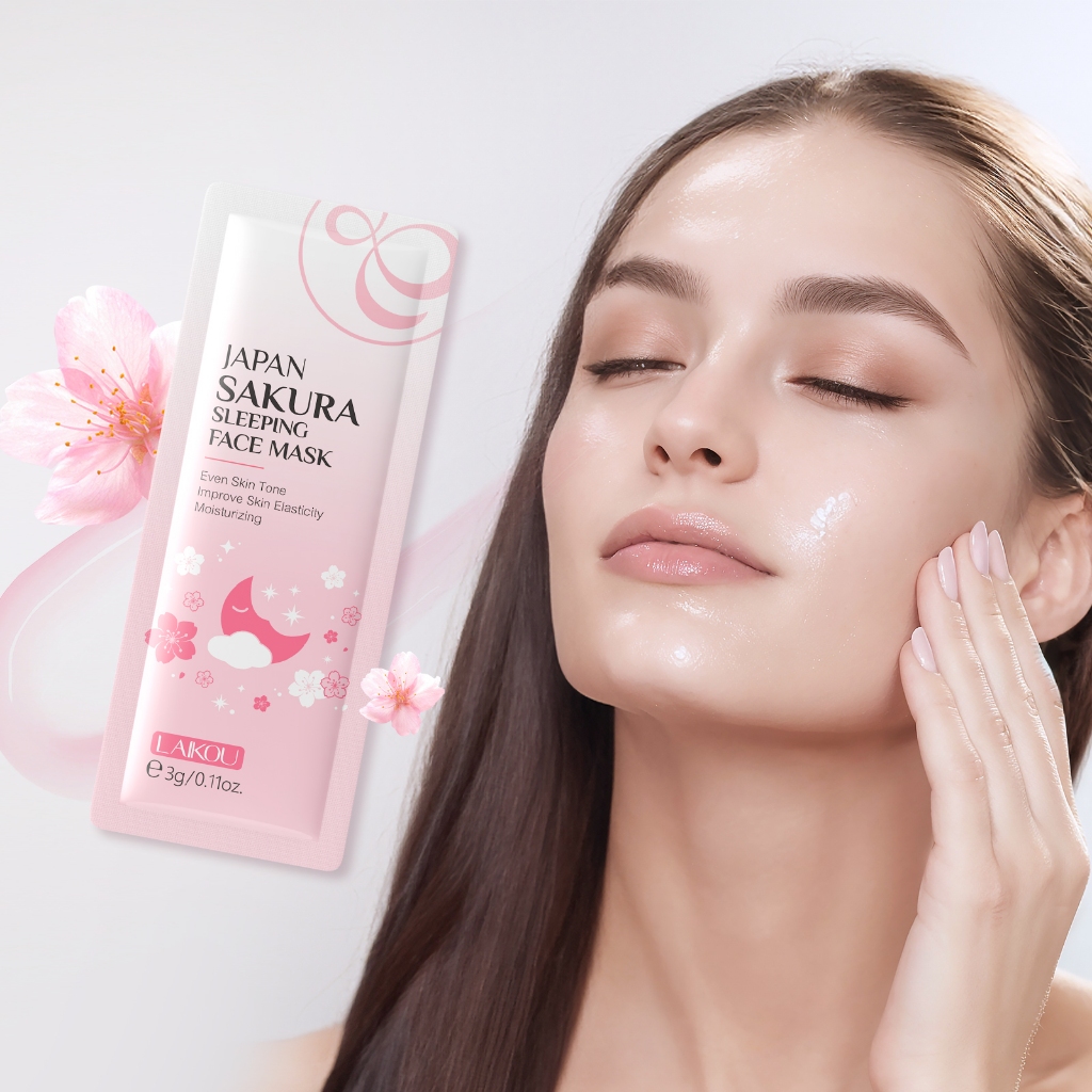 LAIKOU Máscara Noturna Antiacne com Extrato de Sakura Japonesa / Ilumina/ Reduz Rugas / Hidrata / Anti-idade 3g - Oferta na Shopee