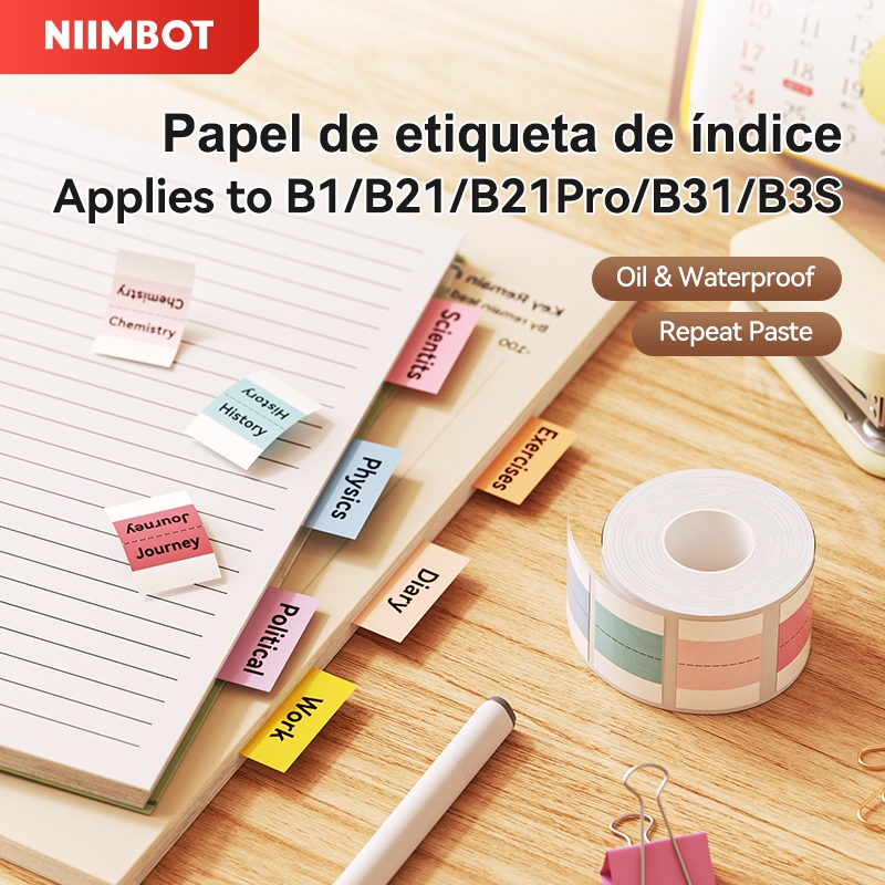 NIIMBOT B21/B1/B21Pro/B31/B3S Etiqueta De Papel De Etiquetas De Índice Marcador De Livros