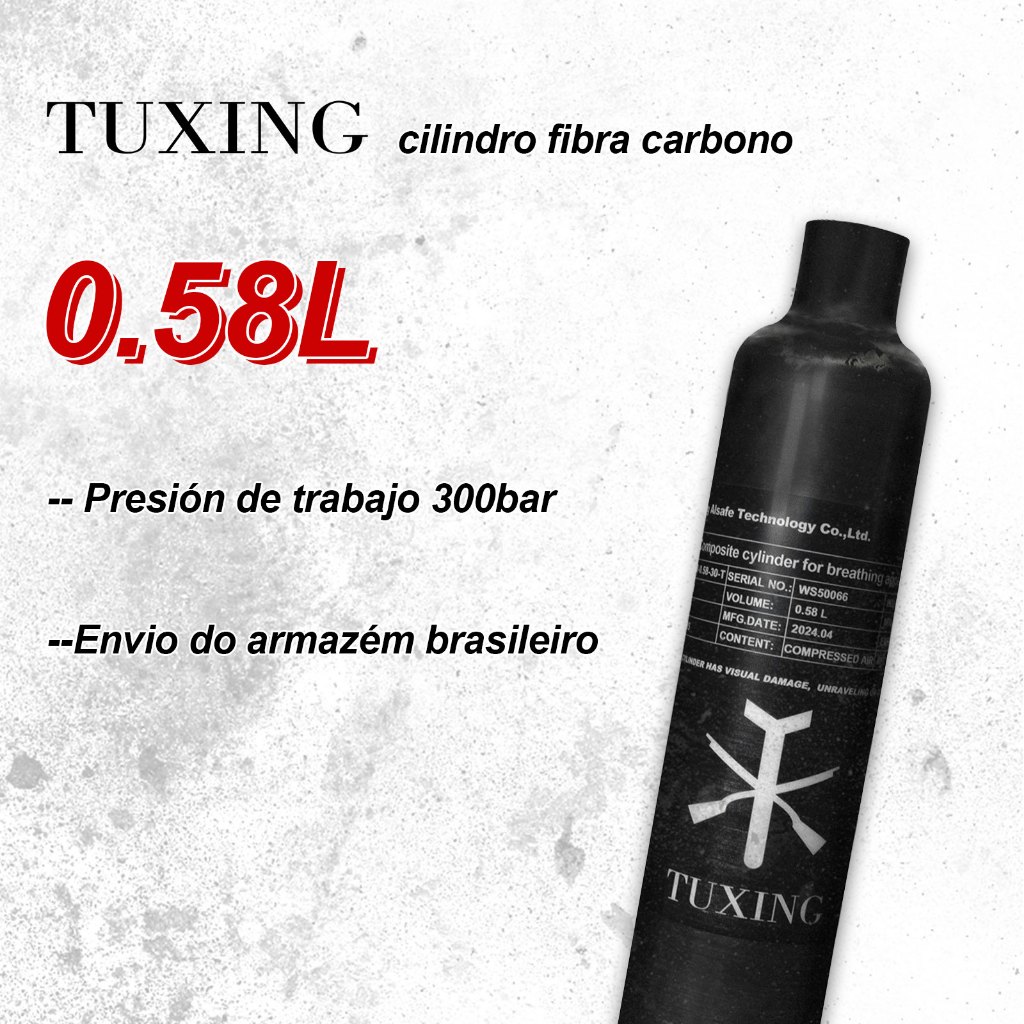 TUXING 300Bar 0.58L 580CC Cilindro De Fibra De Carbono Tanque HPA Mergulho De Alta Pressão M18*1.5 - Oferta na Shopee