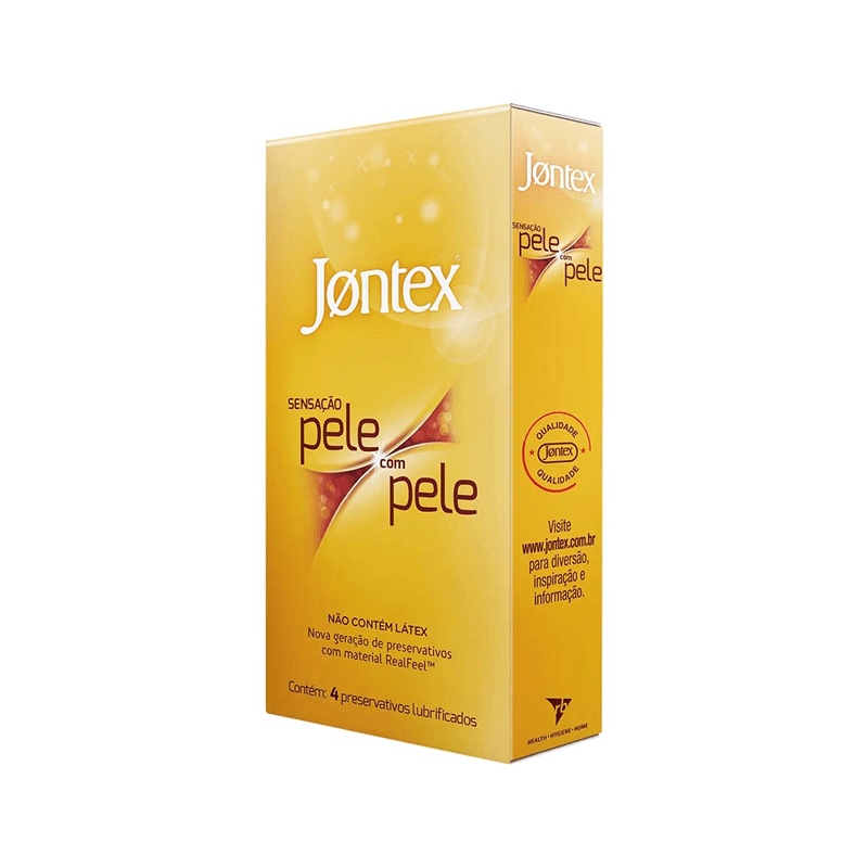 Preservativo Anatômico Extra Fino com Tecnologia Real Feel sem Uso de Látex Lubrificado com Óleo de Silicone - Jontex Pele com Pele - 4 Preservativos - Oferta na Shopee