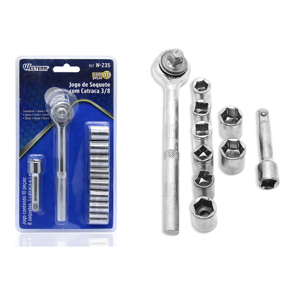 Kit Jogo Soquetes Sextavado C/ Catraca 10 Pcs Kit Jogo Soquetes Sextavado C/ Catraca 10 Pcs - Oferta na Shopee