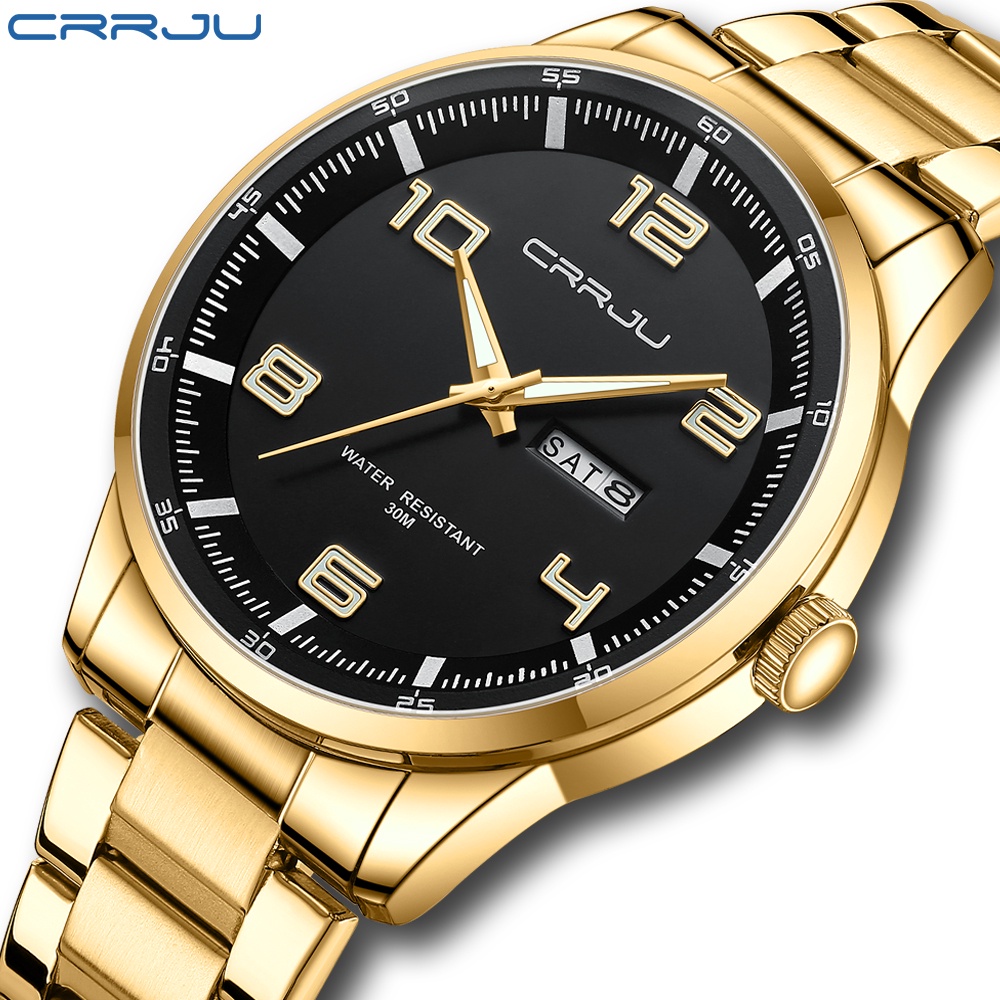 CRRJU Novo Relógio Original Masculino Multifuncional Luminoso Moda Simples De Aço Inoxidável À Prova D'água Quartzo Analógico 5005 X - Oferta na Shopee