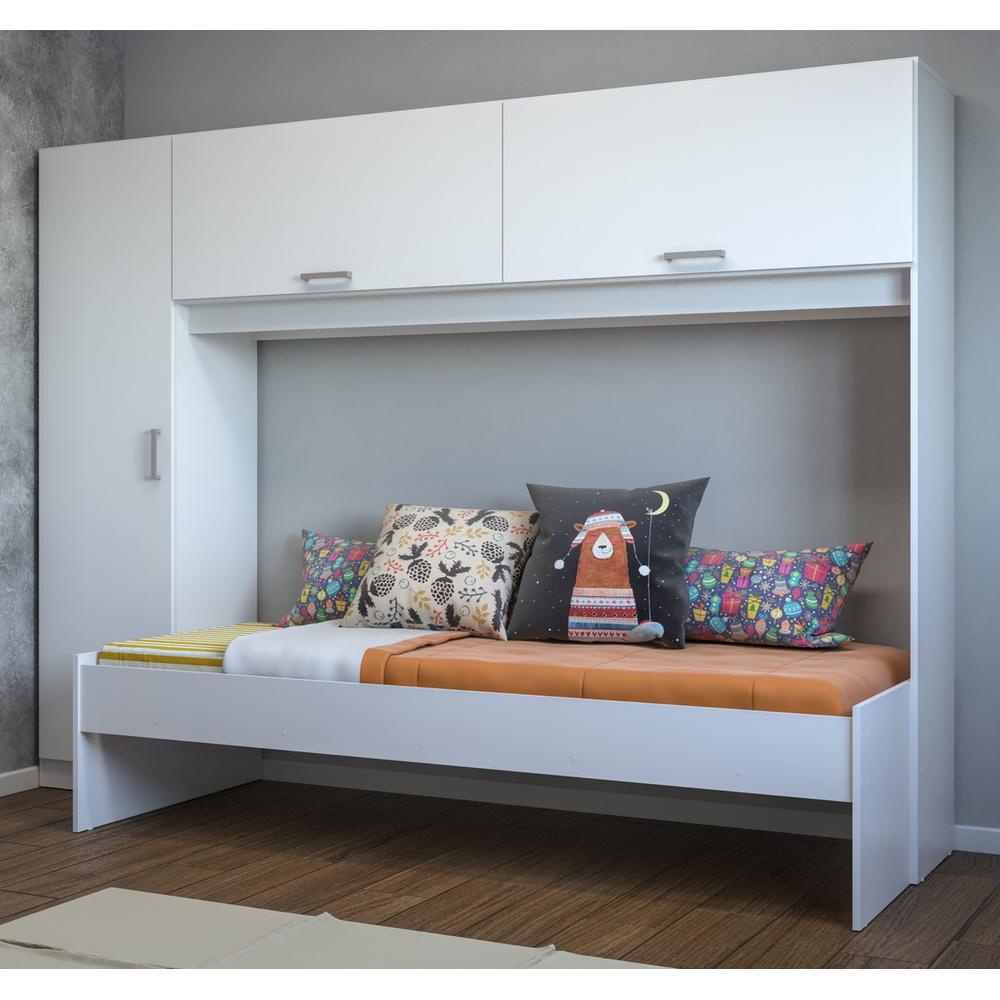 Cama Solteiro com Guarda-Roupa/Roupeiro para colchão 88 x 188 cm Multimóveis Branco Cama Solteiro com Guarda-Roupa/Roupeiro para colchão 88 x 188 cm Multimóveis Branco - Oferta na Shopee