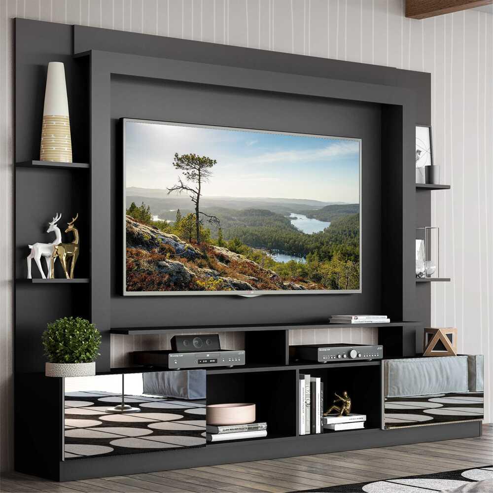 Rack c/ Painel TV 65" Portas c/ Espelho Oslo Multimóveis Preto/Branco Rack c/ Painel TV 65" Portas c/ Espelho Oslo Multimóveis Preto/Branco - Oferta na Shopee