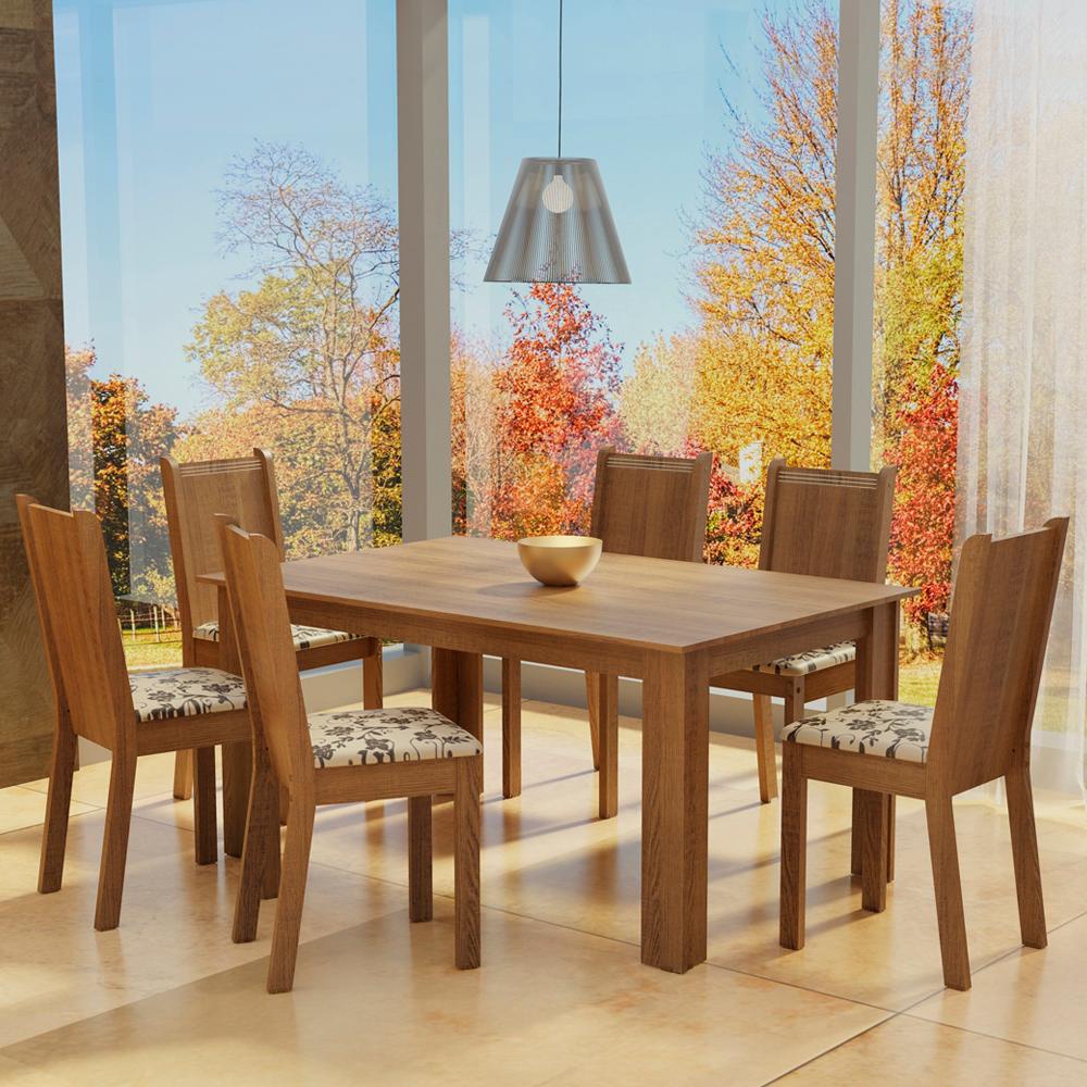 Conjunto Sala de Jantar Madesa Analu Mesa Tampo de Madeira com 6 Cadeiras Conjunto Sala de Jantar Madesa Analu Mesa Tampo de Madeira com 6 Cadeiras - Oferta na Shopee
