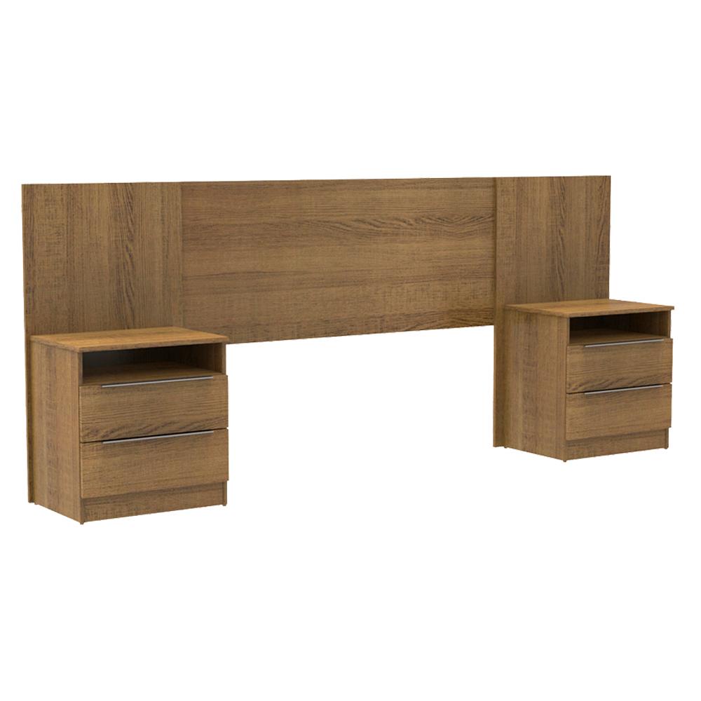 Cabeceira Extensível Madesa com 2 Mesas Laterais - Rustic Cabeceira Extensível Madesa com 2 Mesas Laterais - Rustic - Oferta na Shopee