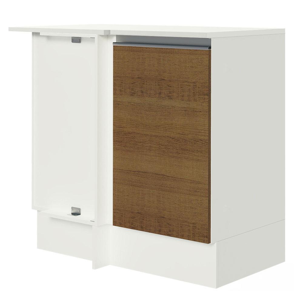Balcão Armário de Cozinha de Canto 100% MDF com Tampo 1 Porta Branco/Rustic Smart Madesa Balcão Armário de Cozinha de Canto 100% MDF com Tampo 1 Porta Branco/Rustic Smart Madesa - Oferta na Shopee