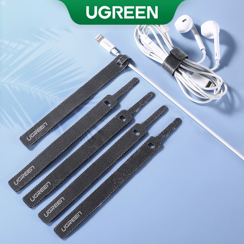 Organizador De Cabos UGREEN Bobinador Fita De Nylon Preto 14cm Para Cabo De Carregamento