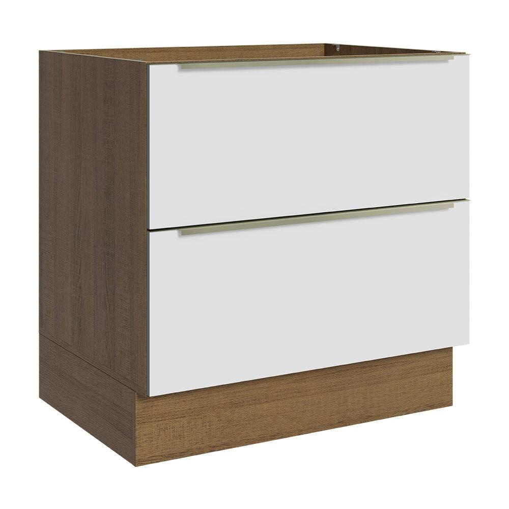Balcão Madesa Lux 80 cm 2 Gavetas (Sem Tampo) - Rustic/Branco Veludo Balcão Madesa Lux 80 cm 2 Gavetas (Sem Tampo) - Rustic/Branco Veludo - Oferta na Shopee