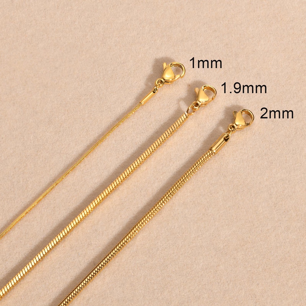 Vnox 1MM 2MM Colar De Corrente De Cobra Redonda
