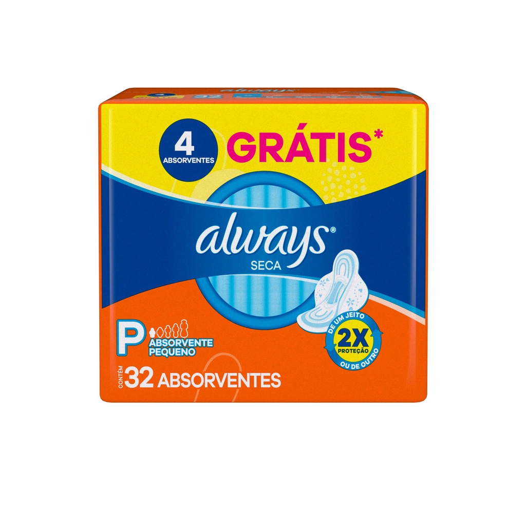 Absorvente Always Super Proteção Seca com abas 32 Unidades - Oferta na Shopee
