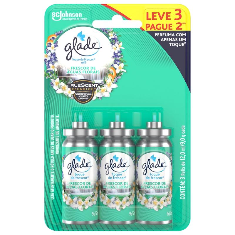 Odorizador de Ambiente Glade Águas Florais Toque de Frescor Refil 12ml Leve 3 Pague 2 Unidades - Oferta na Shopee