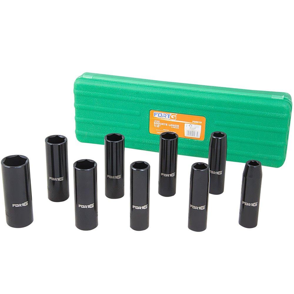 Jogo Soquetes de Impacto FORTG 1/2 Pol. Longos com 9 Peças Jogo Soquetes de Impacto FORTG 1/2 Pol. Longos com 9 Peças - Oferta na Shopee