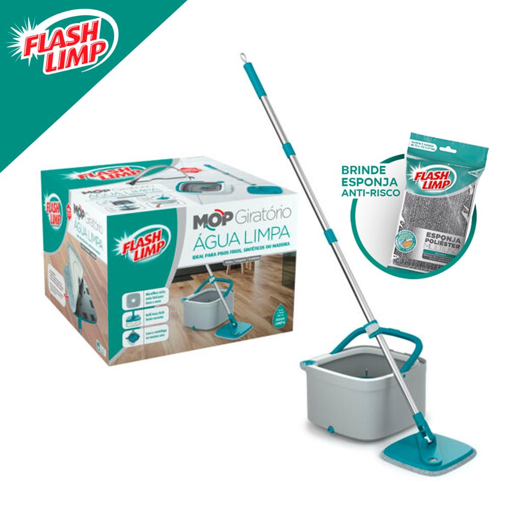 Mop Giratorio Esfregao Agua Limpa MOP0648 + Esponja Limpeza Domestica Flash Limp - Oferta na Shopee