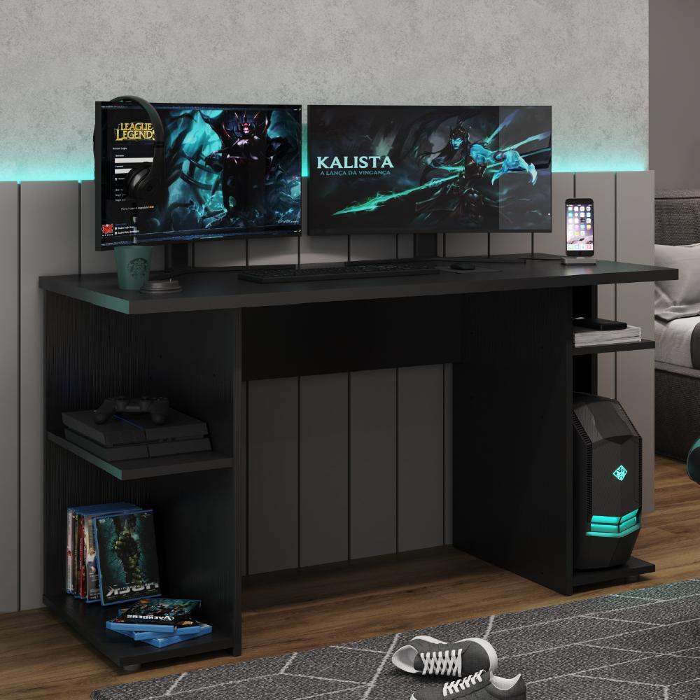 Mesa Para Computador Gamer Preto Carraro - Oferta na Shopee