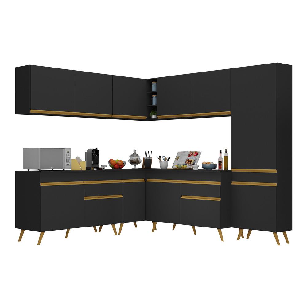 Cozinha Completa de Canto Veneza GB Multimóveis MP2067 com Armário e Balcão Preta Cozinha Completa de Canto Veneza GB Multimóveis MP2067 com Armário e Balcão Preta - Oferta na Shopee