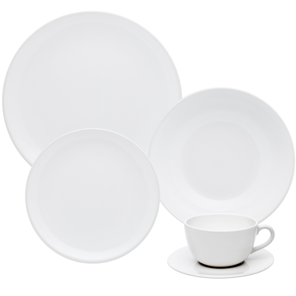 Aparelho De Jantar e Chá 20 Peças Unni White Branco Jogo De Pratos E Xícaras Oxford Cerâmica - Oferta na Shopee