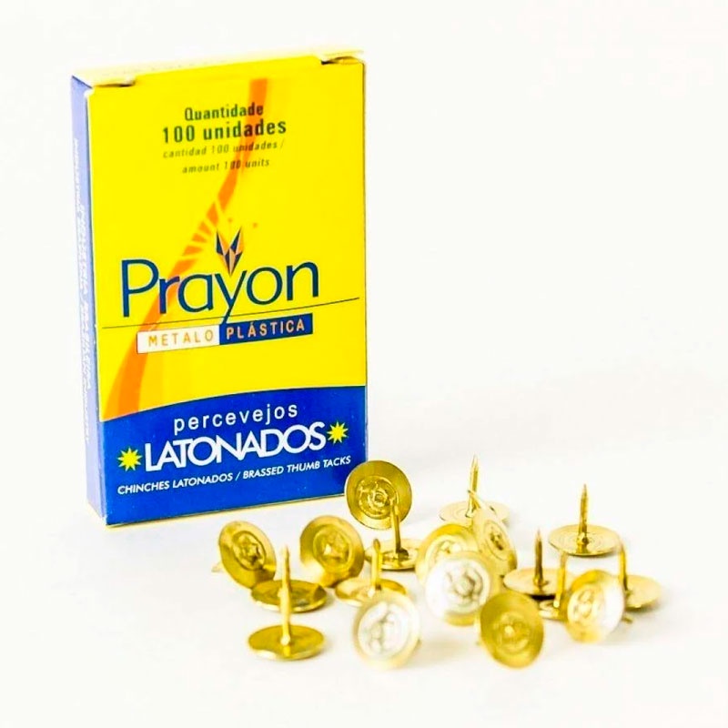 Percevejo latonado caixa com 100 unidades Prayon - Oferta na Shopee