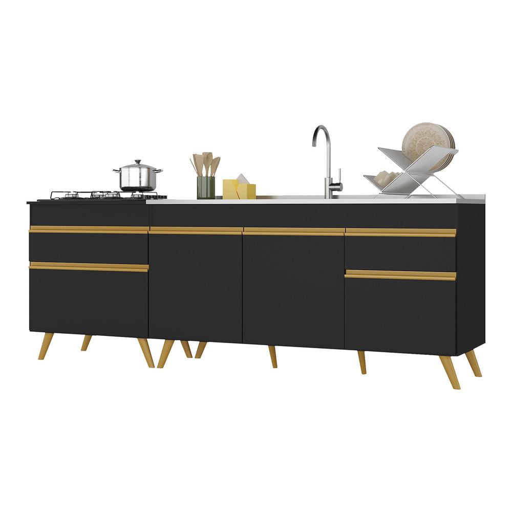 Kit 2 Balcões Gabinete Pia 150 cm e Cooktop 70 cm Veneza GB Multimóveis MP2073 Preto Kit 2 Balcões Gabinete Pia 150 cm e Cooktop 70 cm Veneza GB Multimóveis MP2073 Preto - Oferta na Shopee