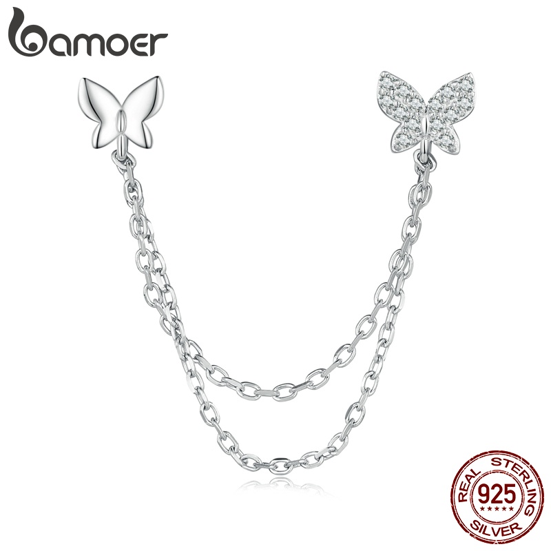 (1 Peça) Bamoer 925 Sterling Silver Double Pierced Butterfly Stud Earrings Jóias De Moda Para Mulheres Presentes De Aniversário - Oferta na Shopee