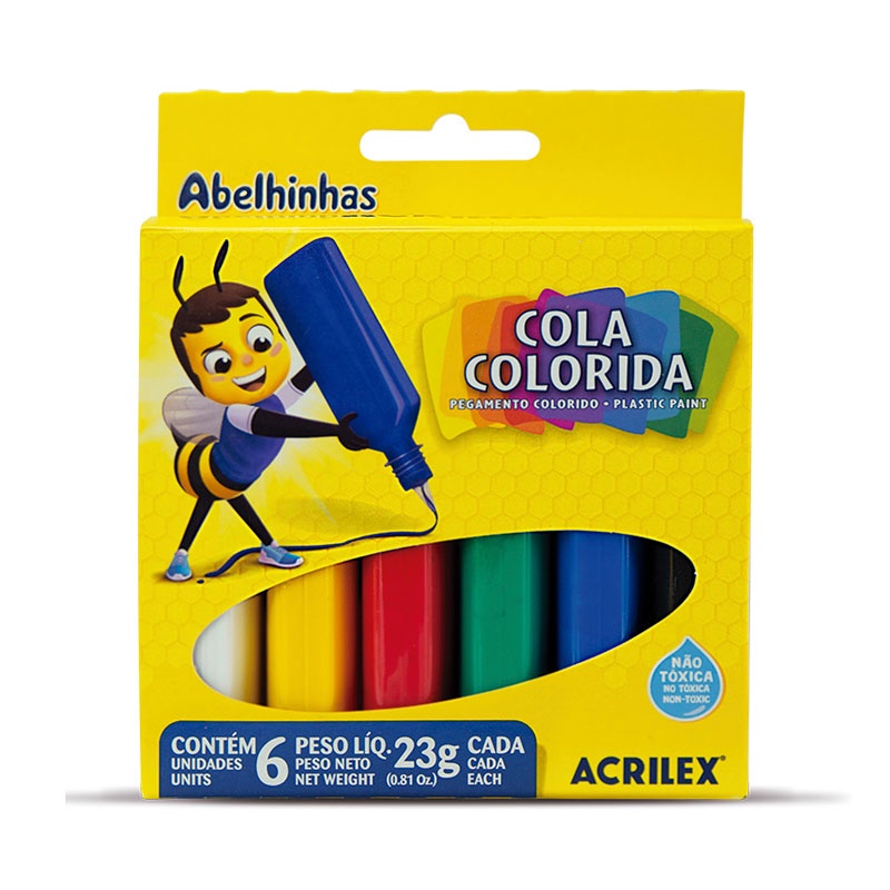Cola Colorida 6 cores 23g 02606 Acrilex - Oferta na Shopee