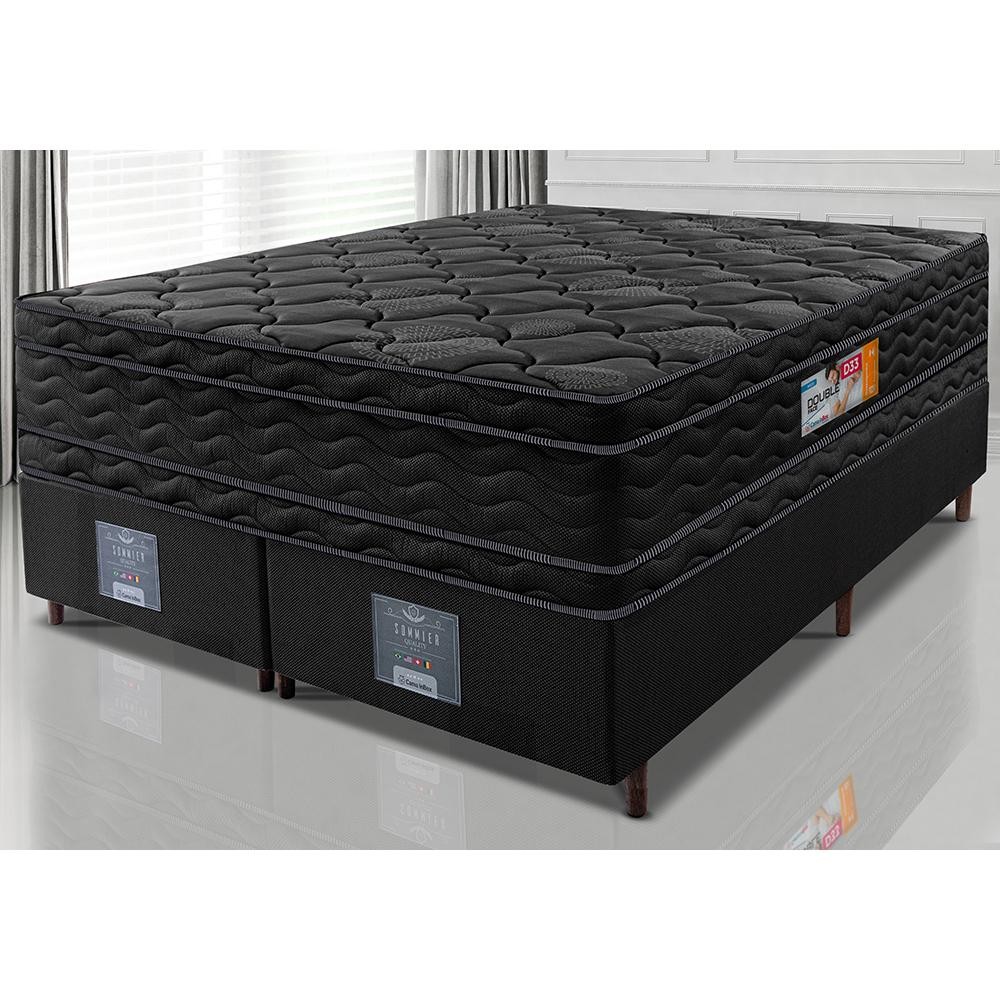 Cama Box King Colchão OrtoFirm Black + Box 193x203x71 Double Face Espuma D33 Preto Cama Box King Colchão OrtoFirm Black + Box 193x203x71 Double Face Espuma D33 Preto - Oferta na Shopee