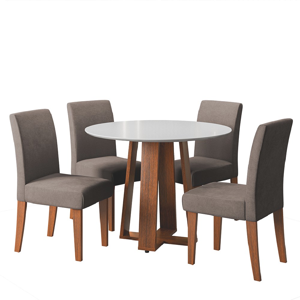 Conjunto Sala de Jantar Mesa Athenas Redonda 4 Cadeiras Trieste Madeirado/Mascavo Dobuê Conjunto Sala de Jantar Mesa Athenas Redonda 4 Cadeiras Trieste Madeirado/Mascavo Dobuê - Oferta na Shopee