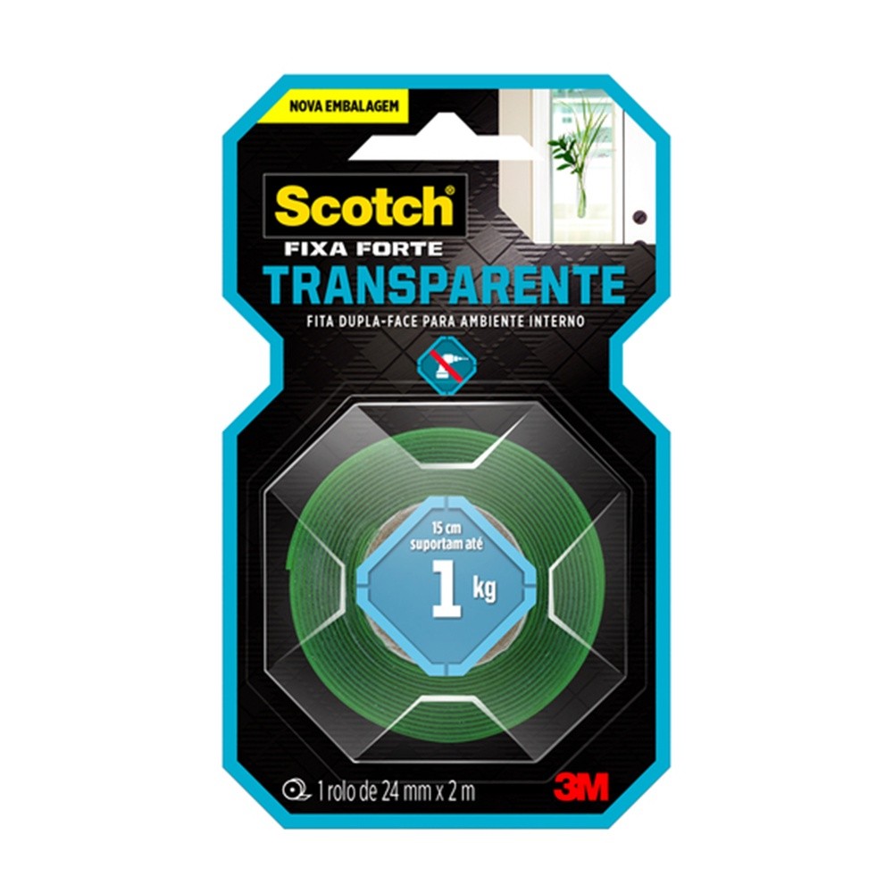 Fita Dupla Face Fixa Forte 24mm 2 Metros Transparente - 3M Fita Dupla Face Fixa Forte 24mm 2 Metros Transparente - 3M - Oferta na Shopee