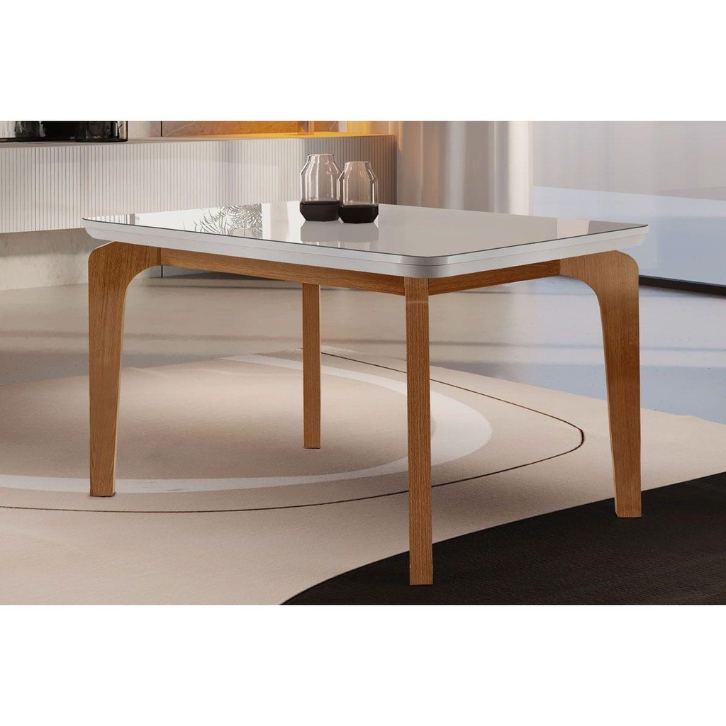 Mesa para Cozinha Londrina c/Tampo Madeirado Vidro Canto Curvo 120x80cm Off White/Imbuia/Vidro Off White - Rufato Mesa para Cozinha Londrina c/Tampo Madeirado Vidro Canto Curvo 120x80cm Off White/Imbuia/Vidro Off White - Rufato - Oferta na Shopee