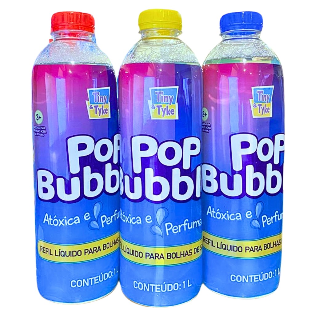 Kit 3 Unidades Refil Bolha De Sabão Liquido Bubble Pop 1L - Tiny & Tyke Kit 3 Unidades Refil Bolha De Sabão Liquido Bubble Pop 1L - Tiny & Tyke - Oferta na Shopee