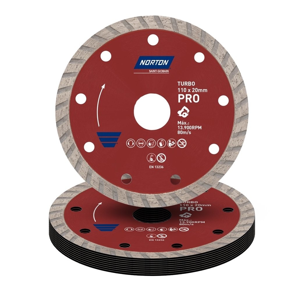 10 Discos de Corte Norton Diamantado Turbo Pro 110mmx20mm - Oferta na Shopee