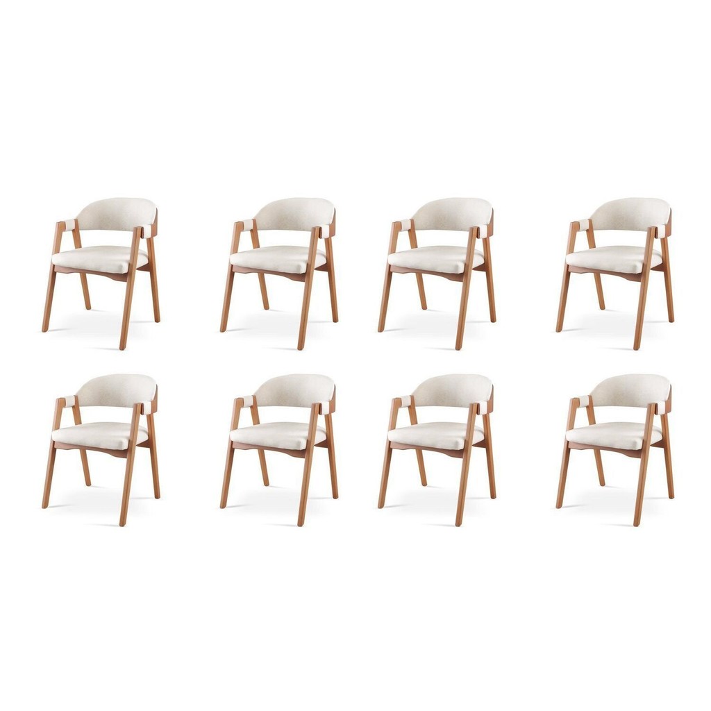Kit 8 Cadeiras para Mesa de Jantar Gaia Linho Nude Kit 8 Cadeiras para Mesa de Jantar Gaia Linho Nude - Oferta na Shopee