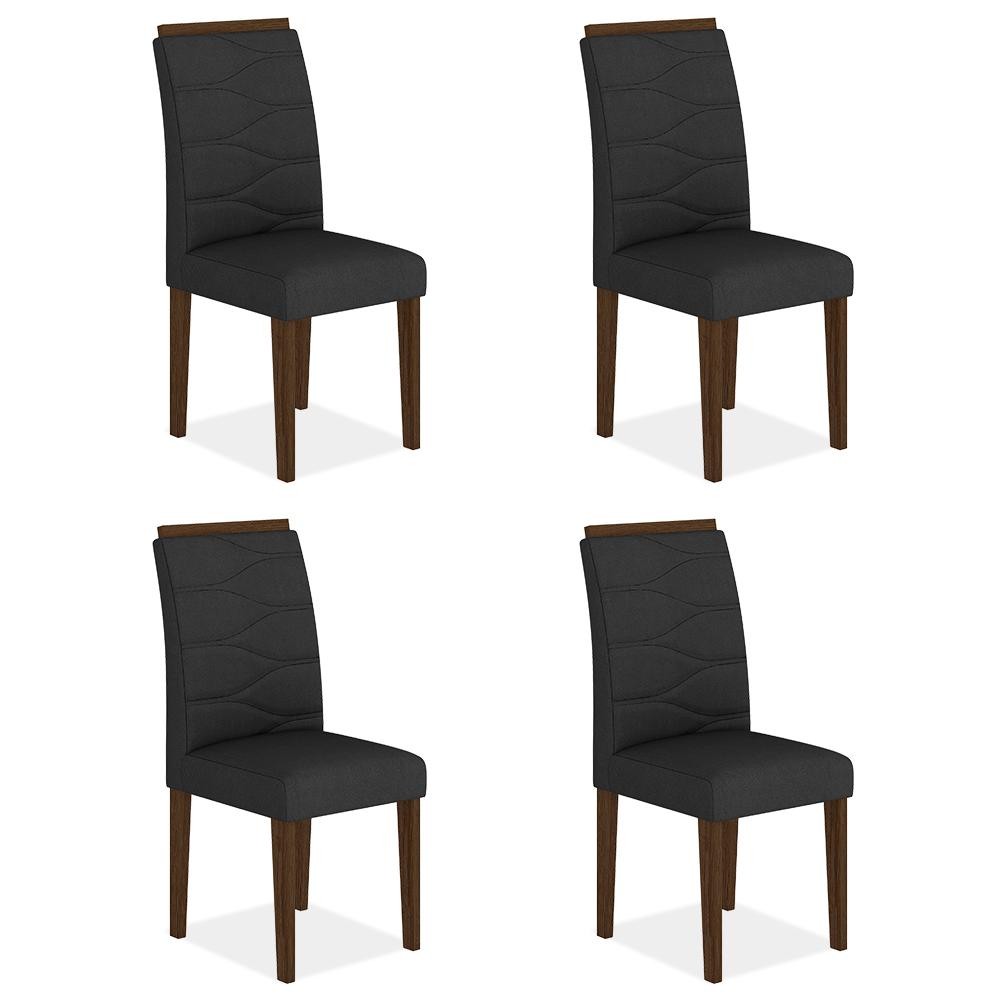 Kit 4 Cadeiras Estofadas Vitória Imbuia/preto - Móveis Arapongas Kit 4 Cadeiras Estofadas Vitória Imbuia/preto - Móveis Arapongas - Oferta na Shopee