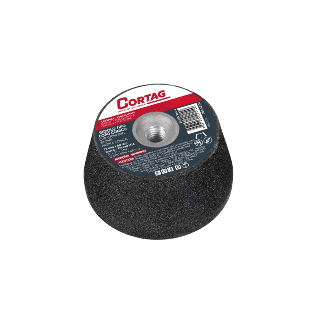 Rebolo Tipo Copo Cônico 75mm Rosca Cortag - Oferta na Shopee
