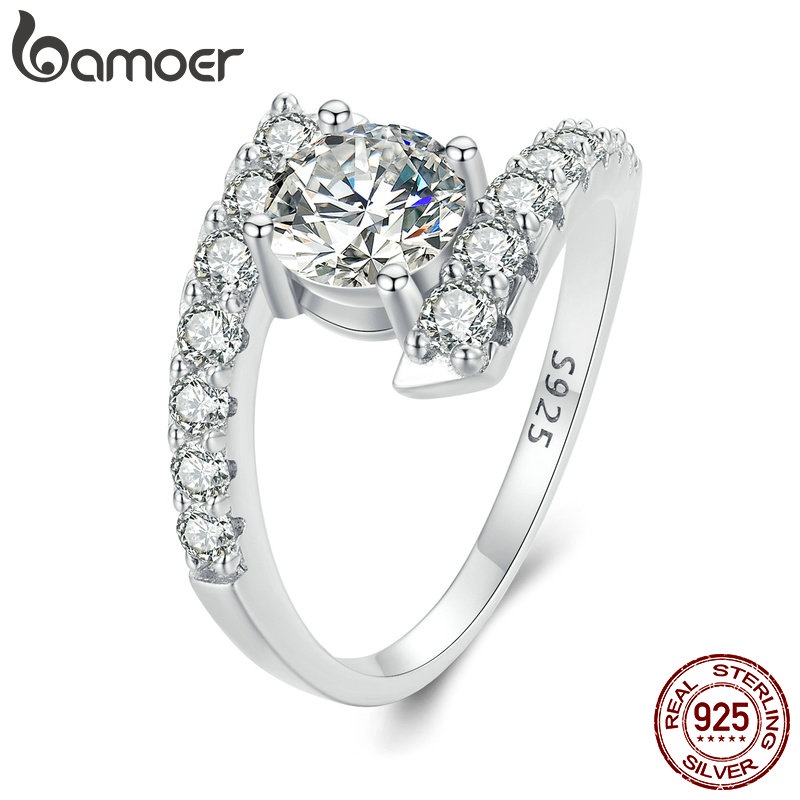 Bamoer 925 Sterling Sliver Ring 1ct Anel De Fita Moissanita Moda Luxo Jóias Presentes Para Mulheres - Oferta na Shopee
