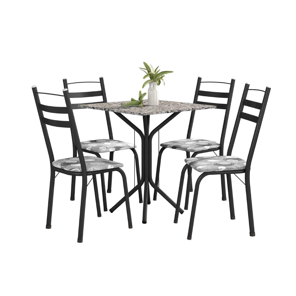 Conjunto de Mesa Thais 0,70m com 4 Cadeiras Artefamol Granito / Dark Conjunto de Mesa Thais 0