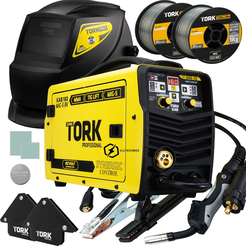Aparelho Inversor Maquina de Solda 180A Bivolt 127/220V Mig Mag Tig Eletrodo + 2 Arames Mig + Mascara 2 Esquadros Super Tork Aparelho Inversor Maquina de Solda 180A Bivolt 127/220V Mig Mag Tig Eletrodo + 2 Arames Mig + Mascara 2 Esquadros Super Tork - Oferta na Shopee