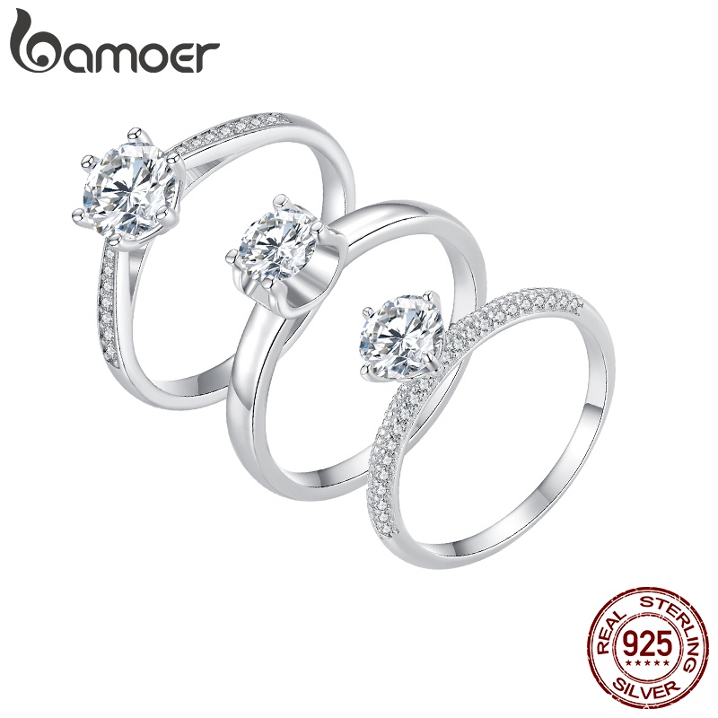 Bamoer 925 Anel De Prata Jóias Moissanita De Luxo Para Mulheres Acessórios De Casamento - Oferta na Shopee
