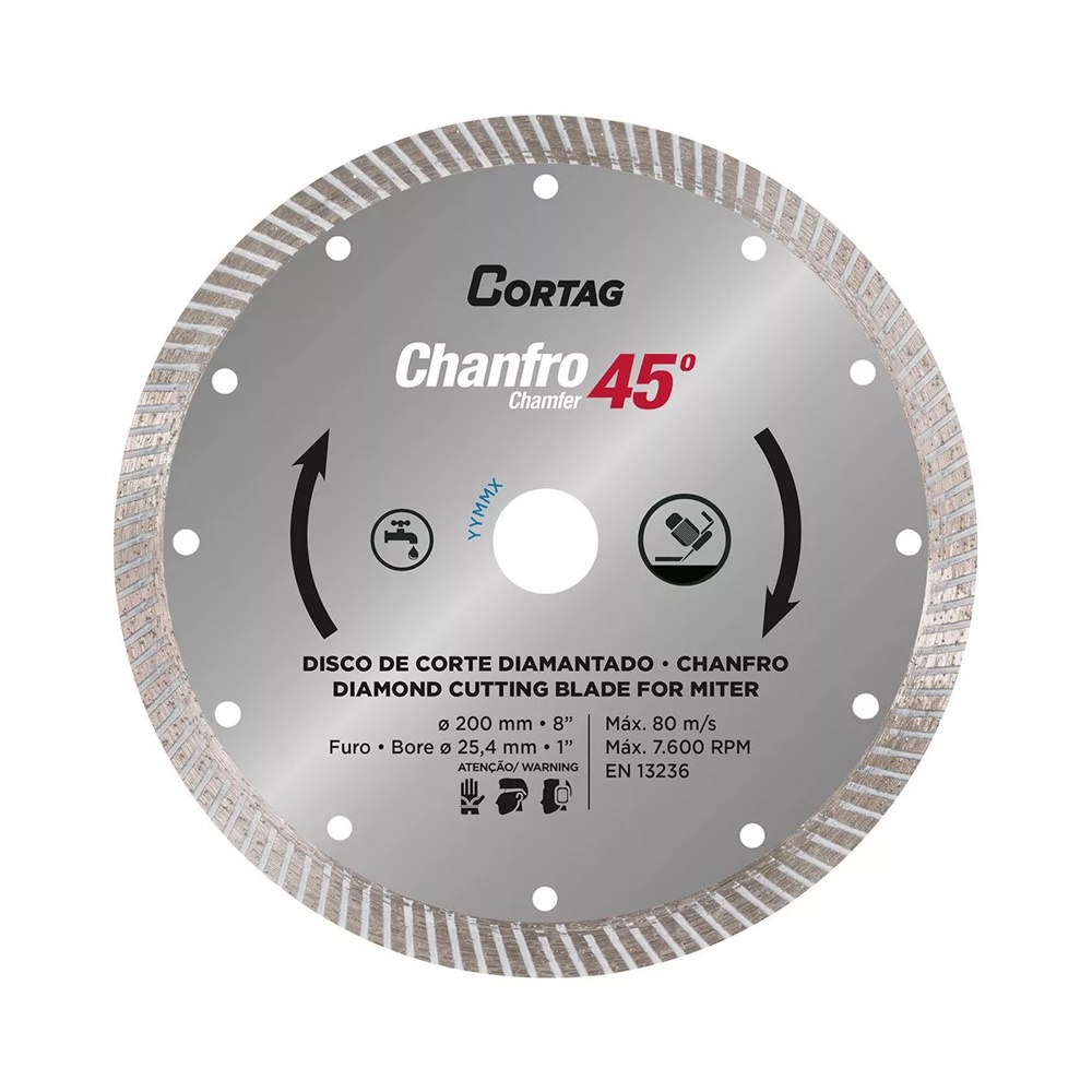 Disco Diamantado Turbo Chanfro 45° 200mm Para Uso Profissional - CORTAG Porcelanato Mármore Granito Disco Diamantado Turbo Chanfro 45° 200mm Para Uso Profissional - CORTAG Porcelanato Mármore Granito - Oferta na Shopee