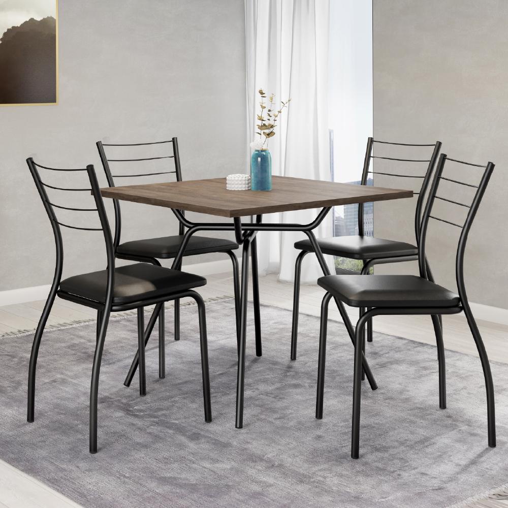 Conjunto Sala de Jantar Fortaleza Preto Mesa e 4 Cadeiras Carraro Conjunto Sala de Jantar Fortaleza Preto Mesa e 4 Cadeiras Carraro - Oferta na Shopee