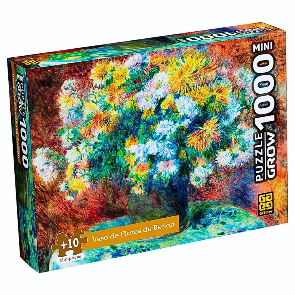 Quebra Cabeça 1000 Peças Vaso de Flores Renoir-4609 Grow Quebra Cabeça 1000 Peças Vaso de Flores Renoir-4609 Grow
