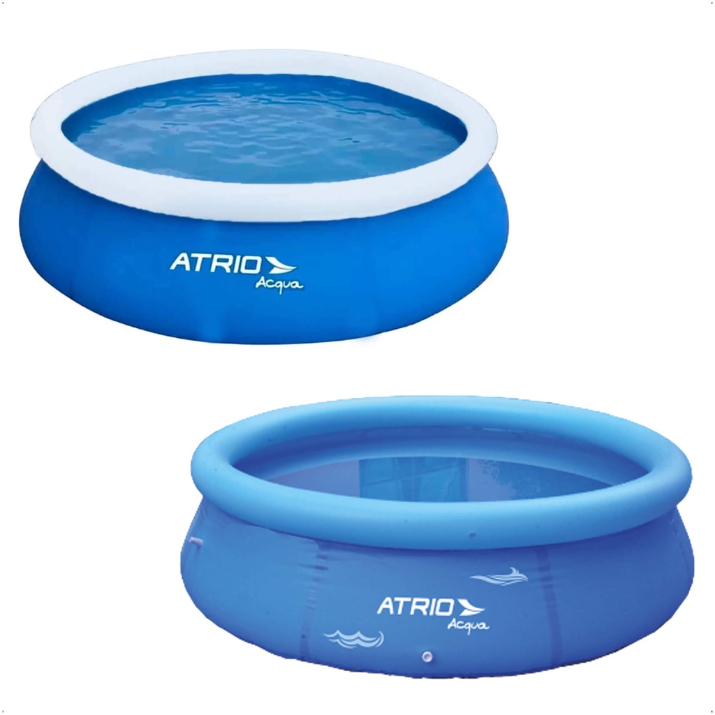 Piscina Inflável Circular Compacta, Portátil e Desmontável PVC Azul Atrio ES303 ES304 Piscina Inflável Circular Compacta, Portátil e Desmontável PVC Azul Atrio ES303 ES304