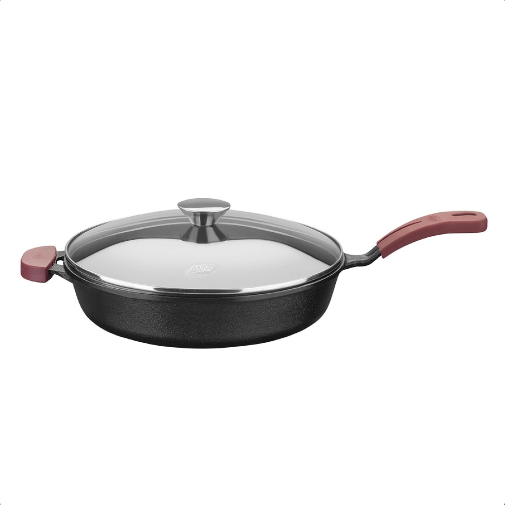 Frigideira de Ferro Com Tampa De Vidro Temperado e Alça 3,1 Litros Forno E Fogão 28 Cm Cozinha Mta - 8378 Frigideira de Ferro Com Tampa De Vidro Temperado e Alça 3